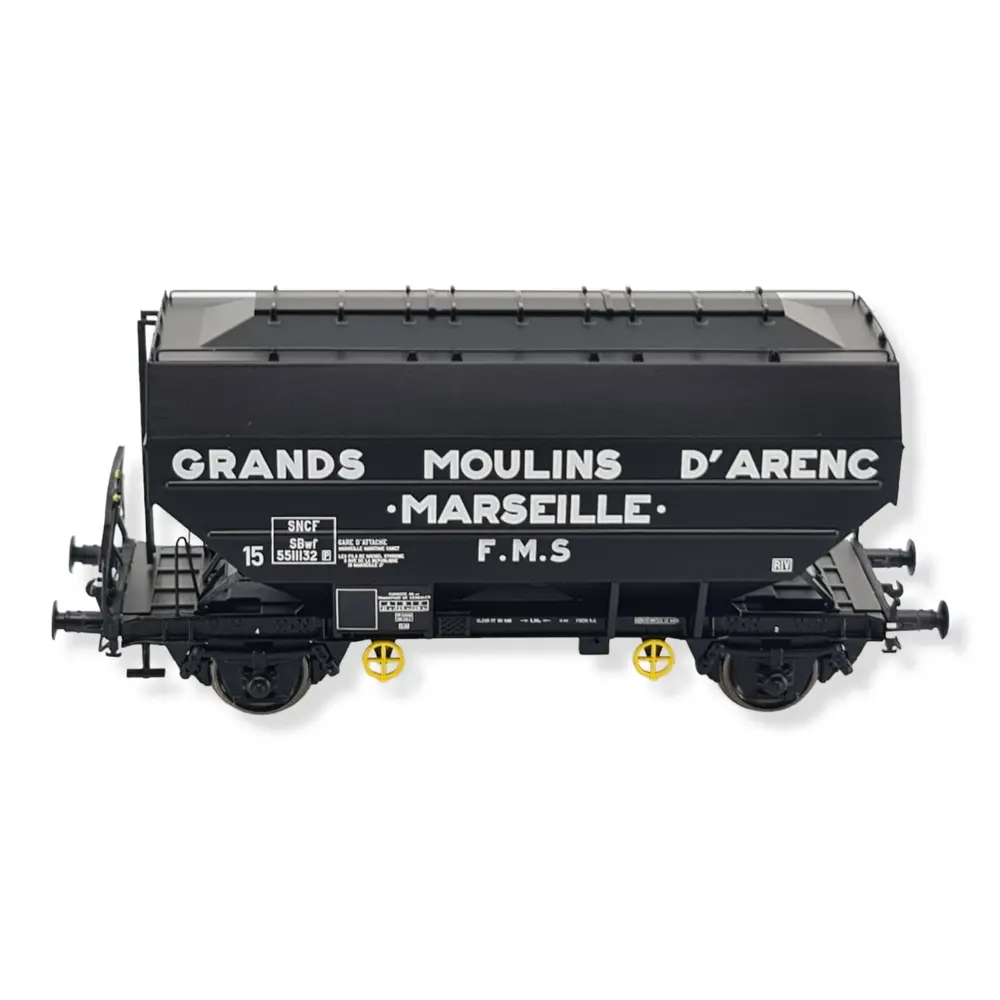 Wagon céréalier Grands Moulins d'Arenc noir - REE MODELES WB726 SNCF HO 1/87 - 2