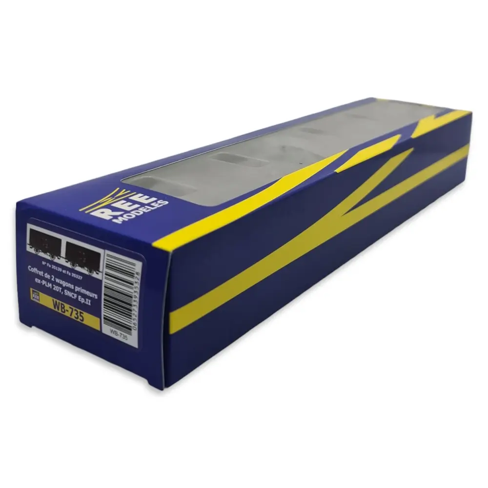 Set 2 Wagons ex-couverts 20T PLM REE Modèles WB735 - HO 1/87 - EP II - 5