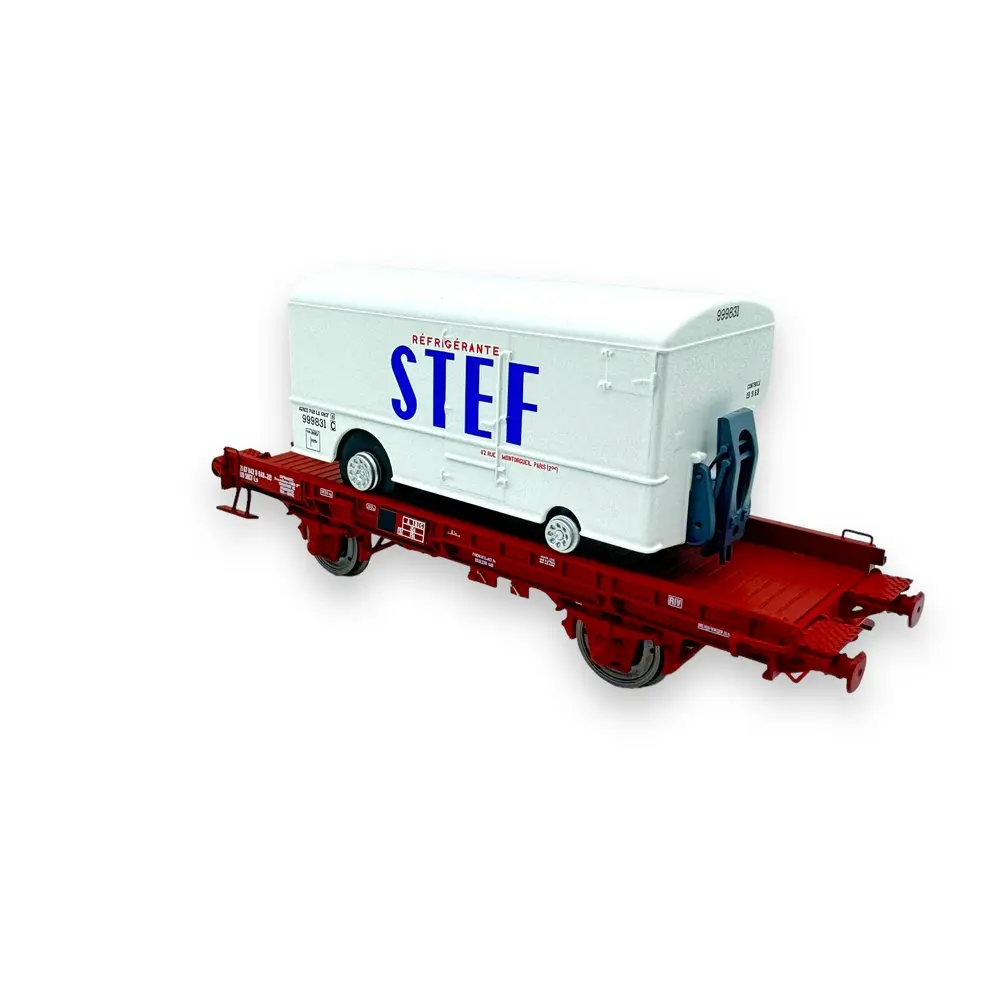 Wagon UFR Mono-Porteur + Fourgon Frigo "STEF" REE Modeles WB652 - HO 1/87 - 2