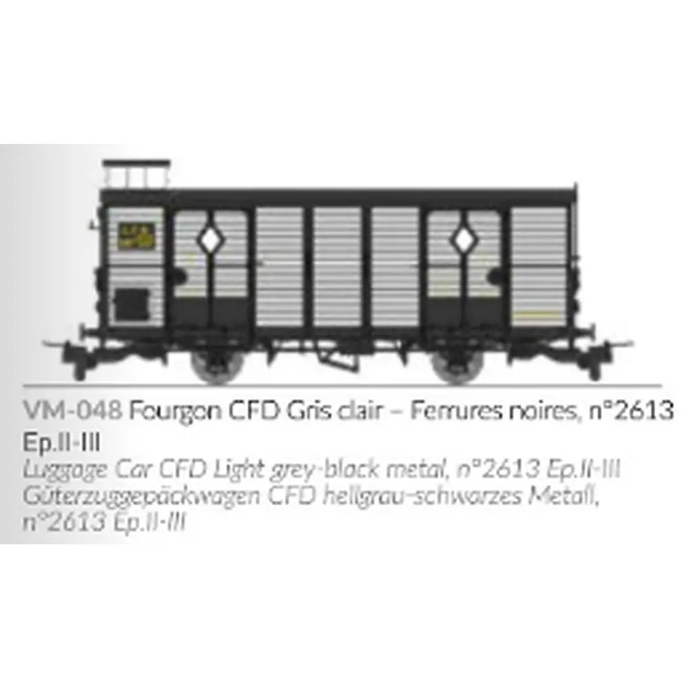 Wagon fourgon gris clair, ferrures noires, N°2613 - Ree Modèles VM048 - HOe/HOm - CFD - Ep II/III - 2R - 2