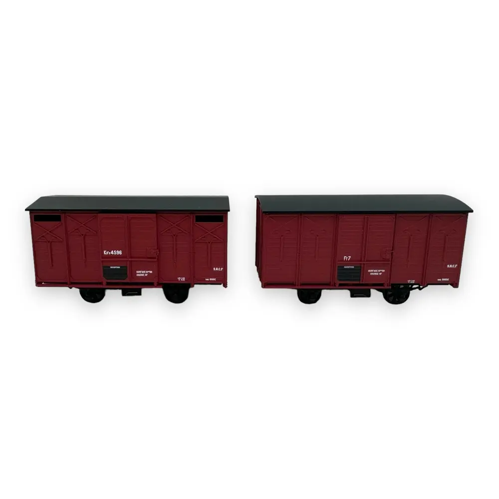 Set de 2 wagons couverts - Ree Modèles VM-030 - HOe/HOm 1/87 - SNCF - Ep III - 2R - 3
