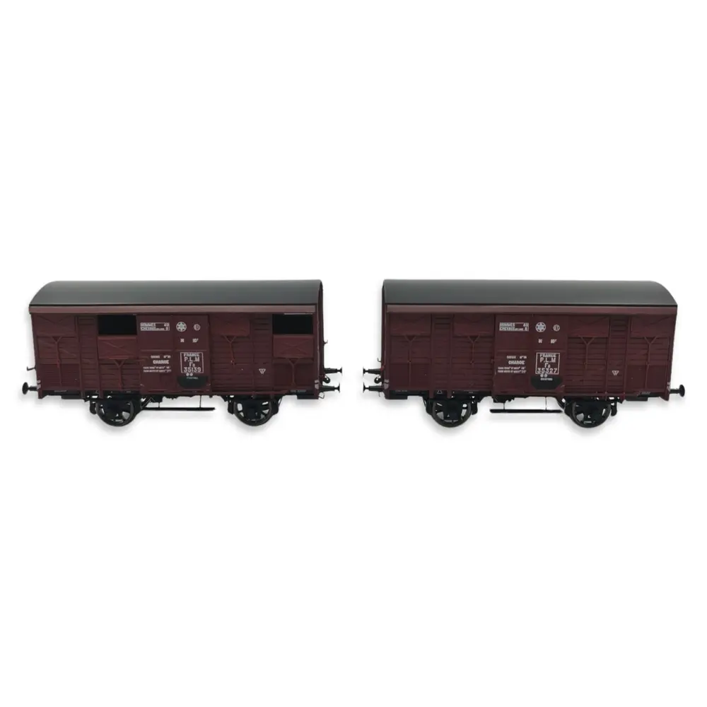 Set 2 Wagons ex-couverts 20T PLM REE Modèles WB735 - HO 1/87 - EP II - 2