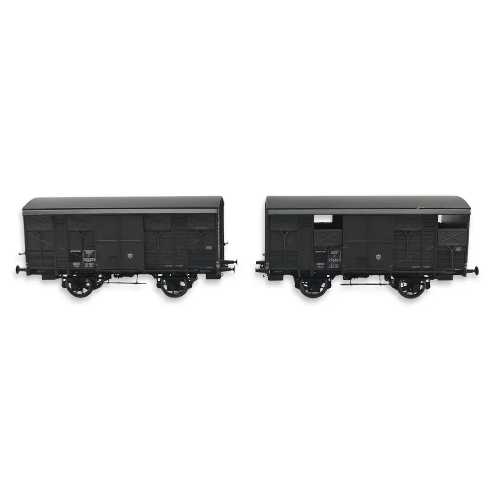 Set 2 Wagons ex-couverts primeurs 20T PLM REE Modèles WB739 - HO 1/87 - SNCF - EP III - 2