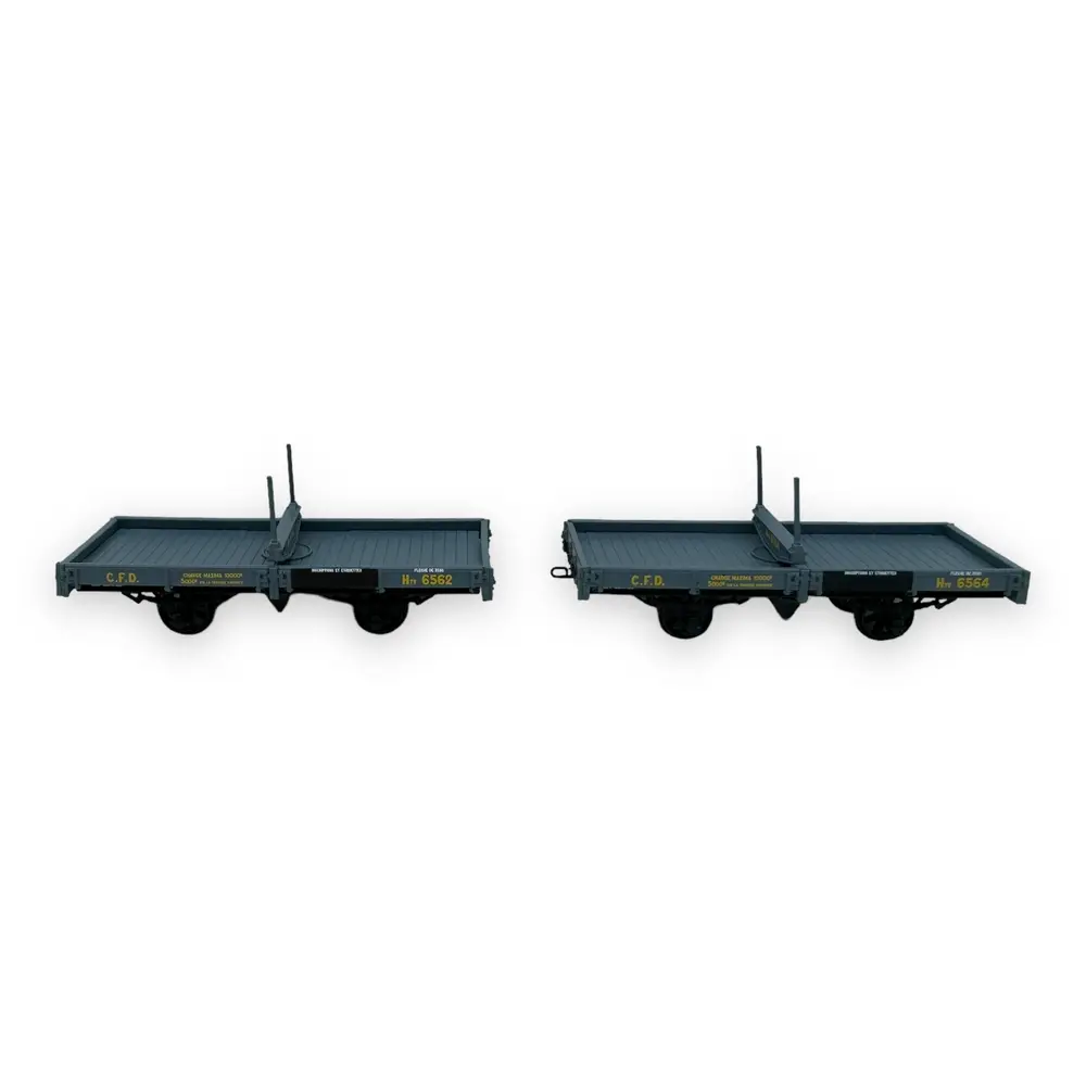 Set 2 wagons plats porte-grumes - Ree Modèles VM-036 - HO/HOe/HOm 1/87 - CFD - Ep III - 2R - 3