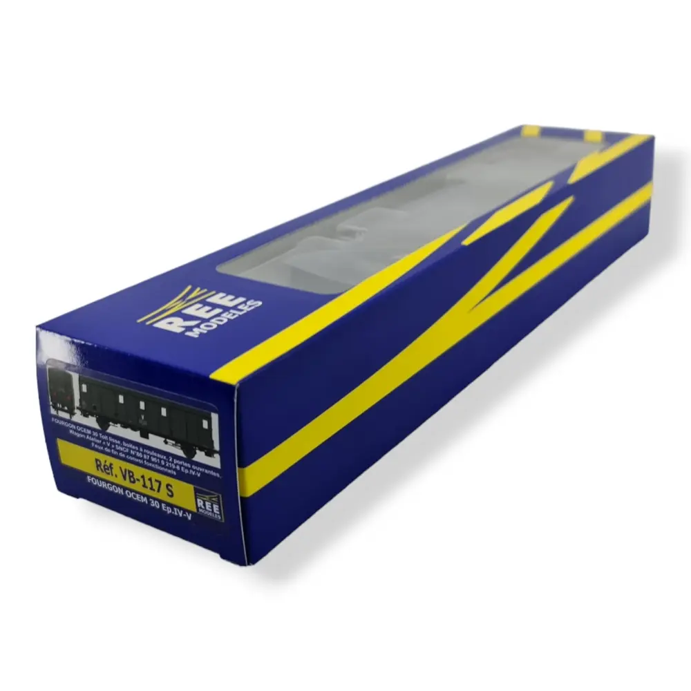 FOURGON OCEM 30 "V" avec feux - DCC - REE MODELES VB117S SNCF - HO 1/87 -EP IV/V - 4