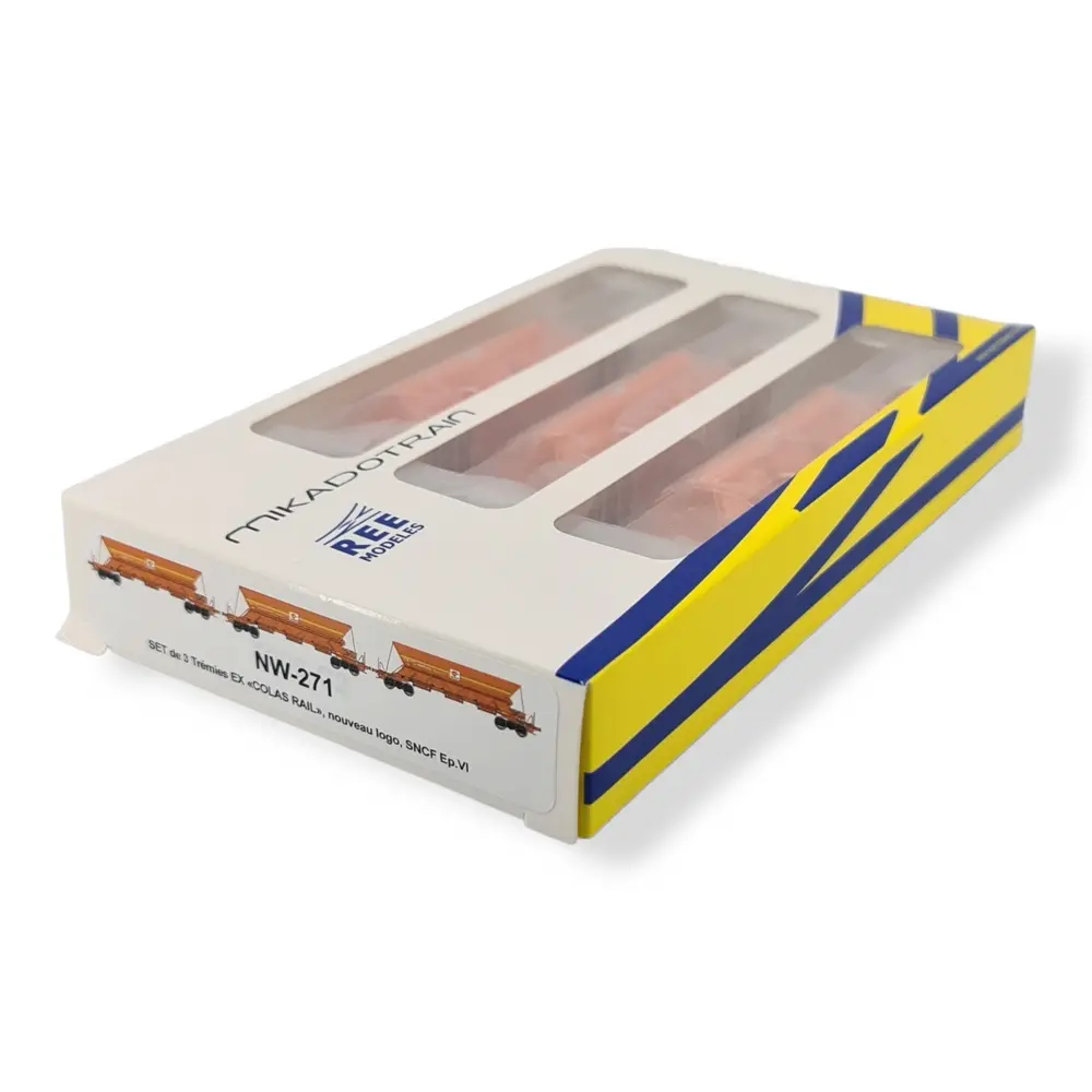 Set de 3 Wagons Trémies EX - REE MODÈLES NW-271 - N 1/160 - SNCF - EP VI - DC - 4