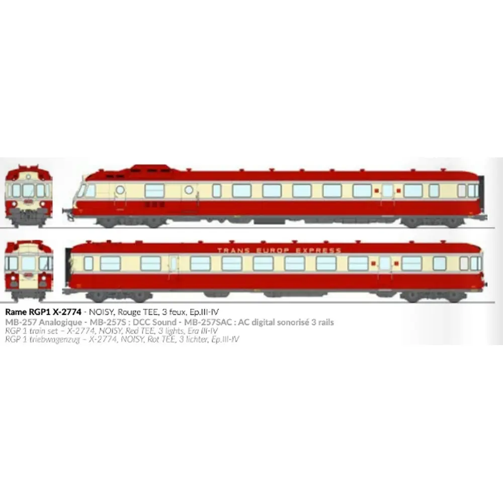 Autorail diesel RGP 1 X-2774 - Ree Modèles MB257 - HO 1/87 - SNCF/TEE - Ep III/IV - Analogique - 2R - 2