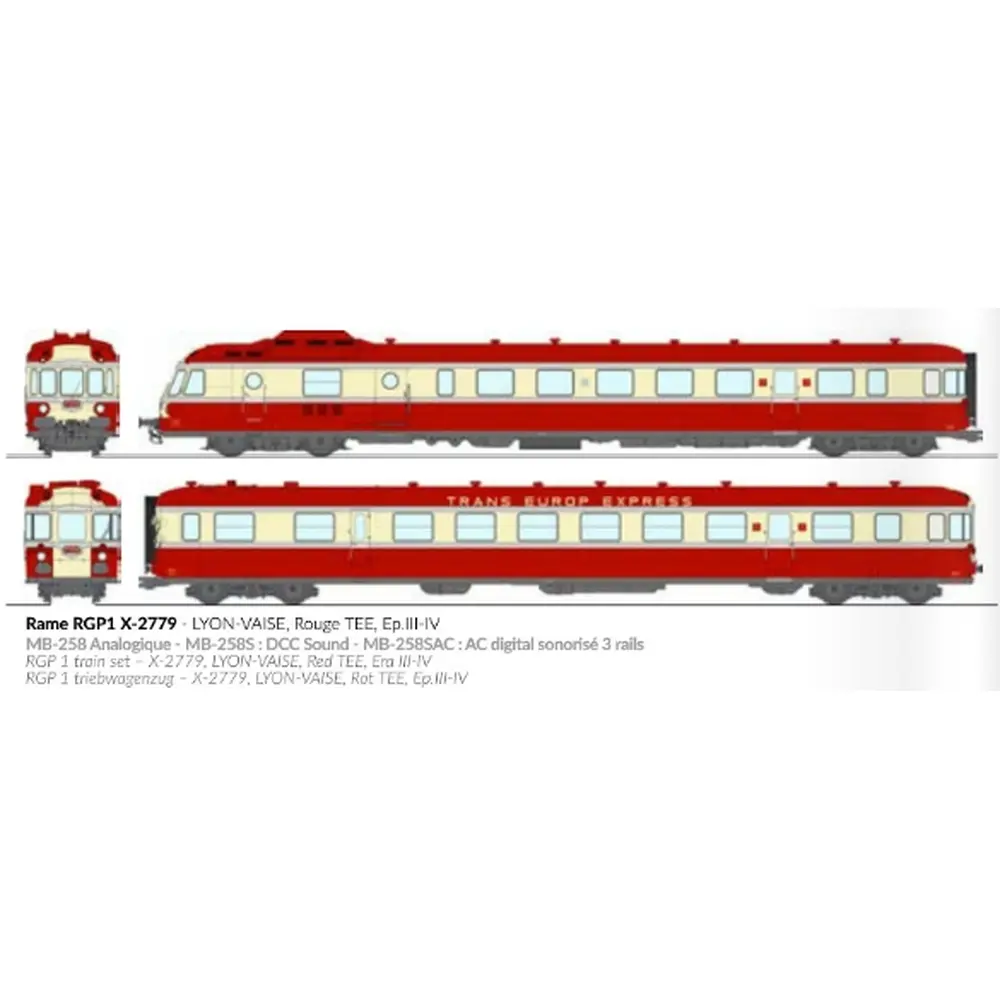 Autorail diesel RGP 1 X-2779 - Ree Modèles MB258 - HO 1/87 - SNCF/TEE - Ep III/IV - Analogique - 2R - 2