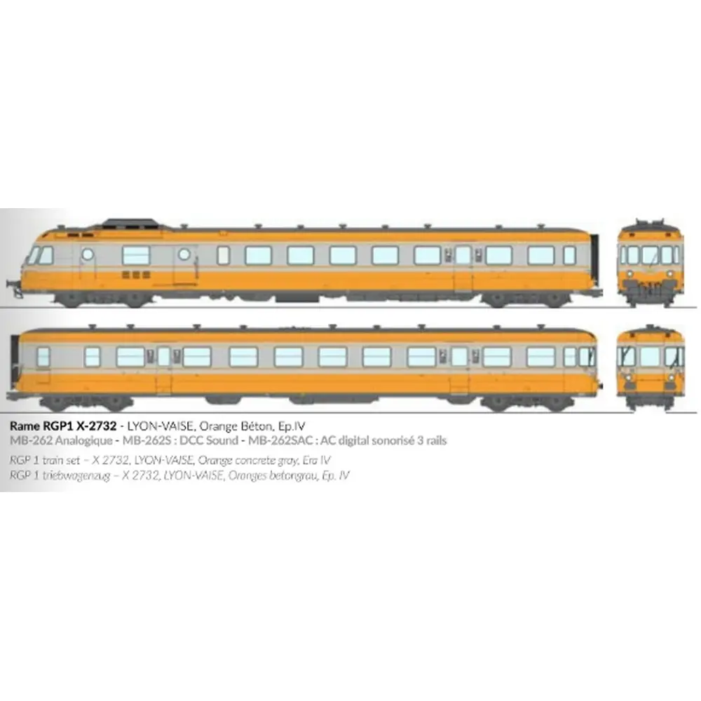 Autorail diesel RGP 1 X-2732 - Ree Modèles MB262 - HO 1/87 - SNCF/TEE - Ep IV - Analogique - 2R - 2