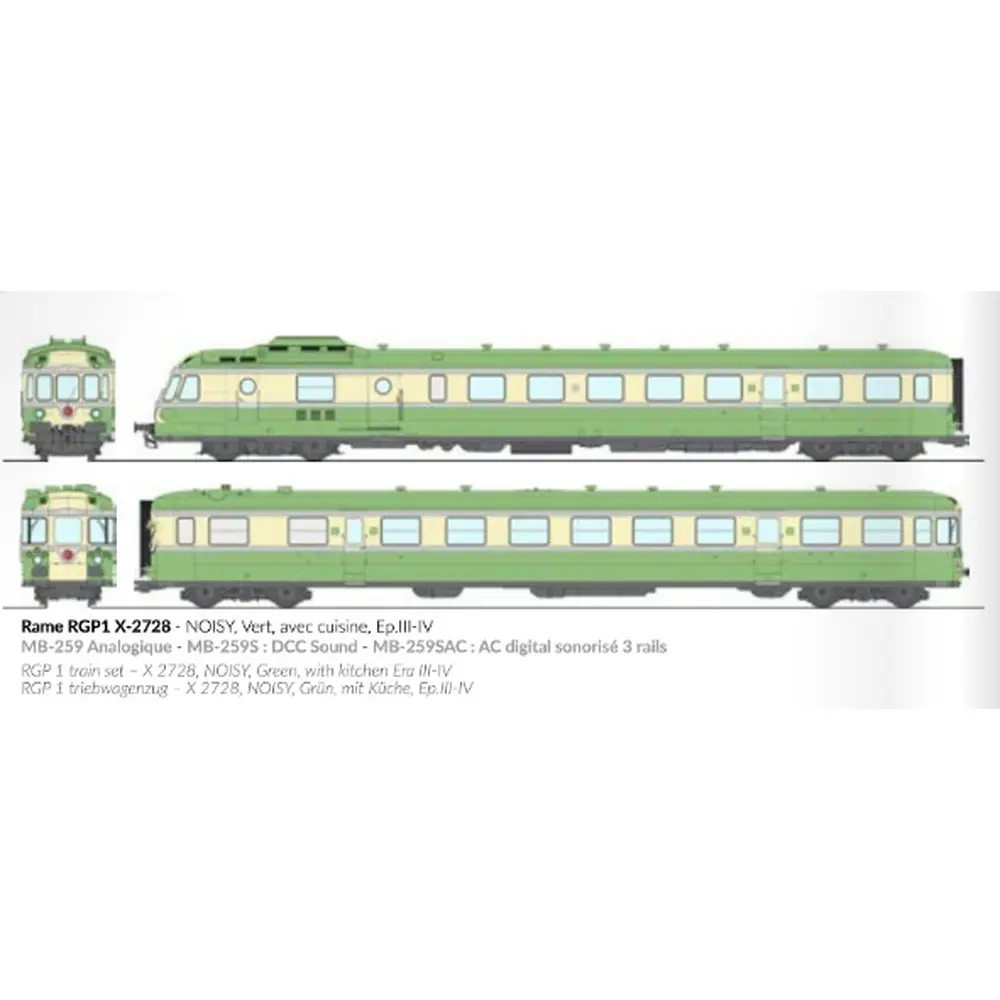 Autorail diesel RGP 1 X-2728 - Ree Modèles MB259 - HO 1/87 - SNCF/TEE - Ep III/IV - Analogique - 2R - 2