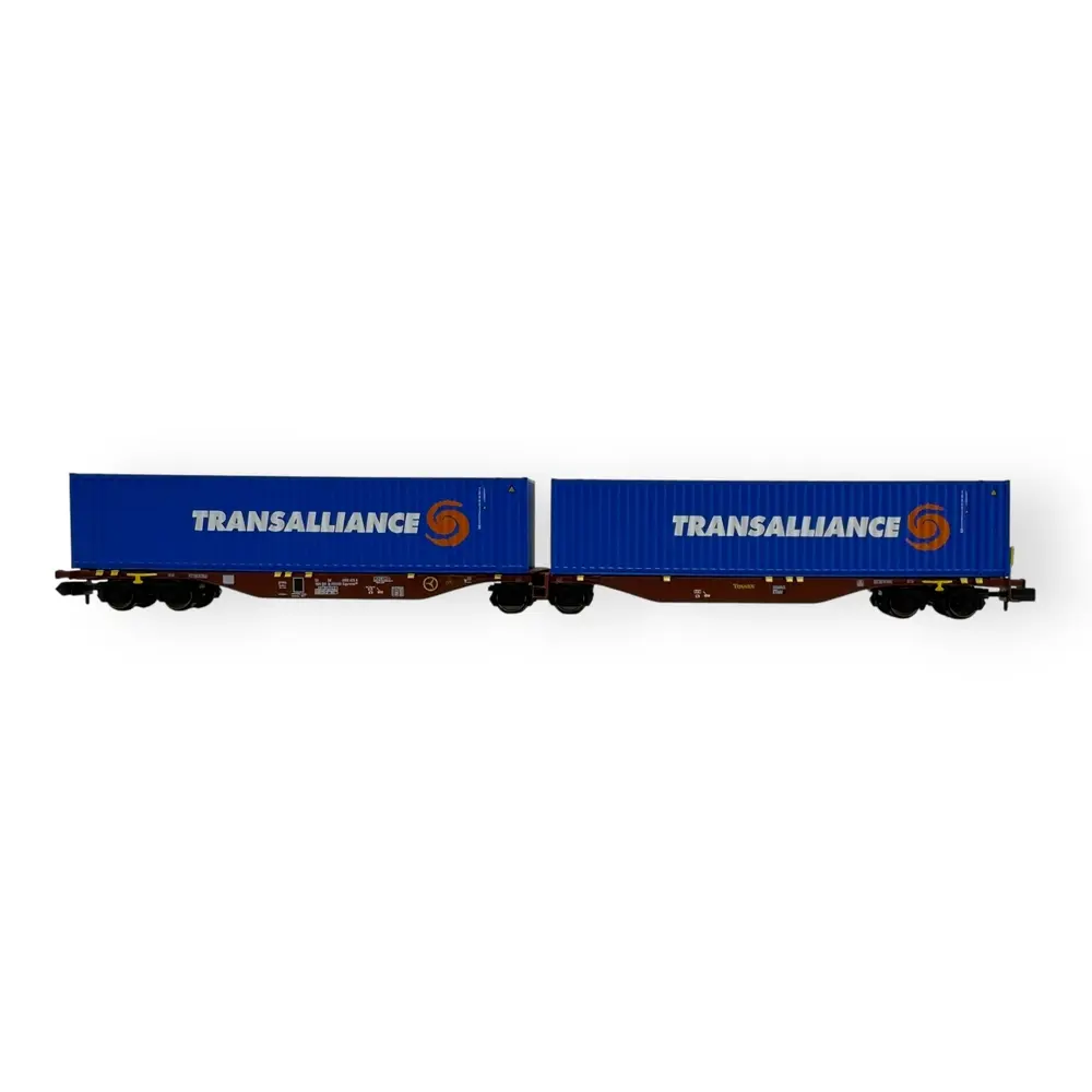 Wagon Sggmrss 90 TOUAX + 2 conteneurs 45’ TRANSALLIANCE - REE MODÈLES NW-235 - N 1/160 - SNCF - VI - 3