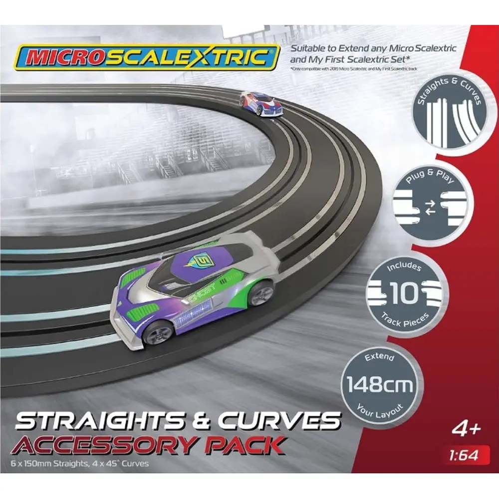 Pack d'extension de circuits - Micro SCALEXTRIC G8045 - S 1/64 - Voies droites & voies courbes - 2