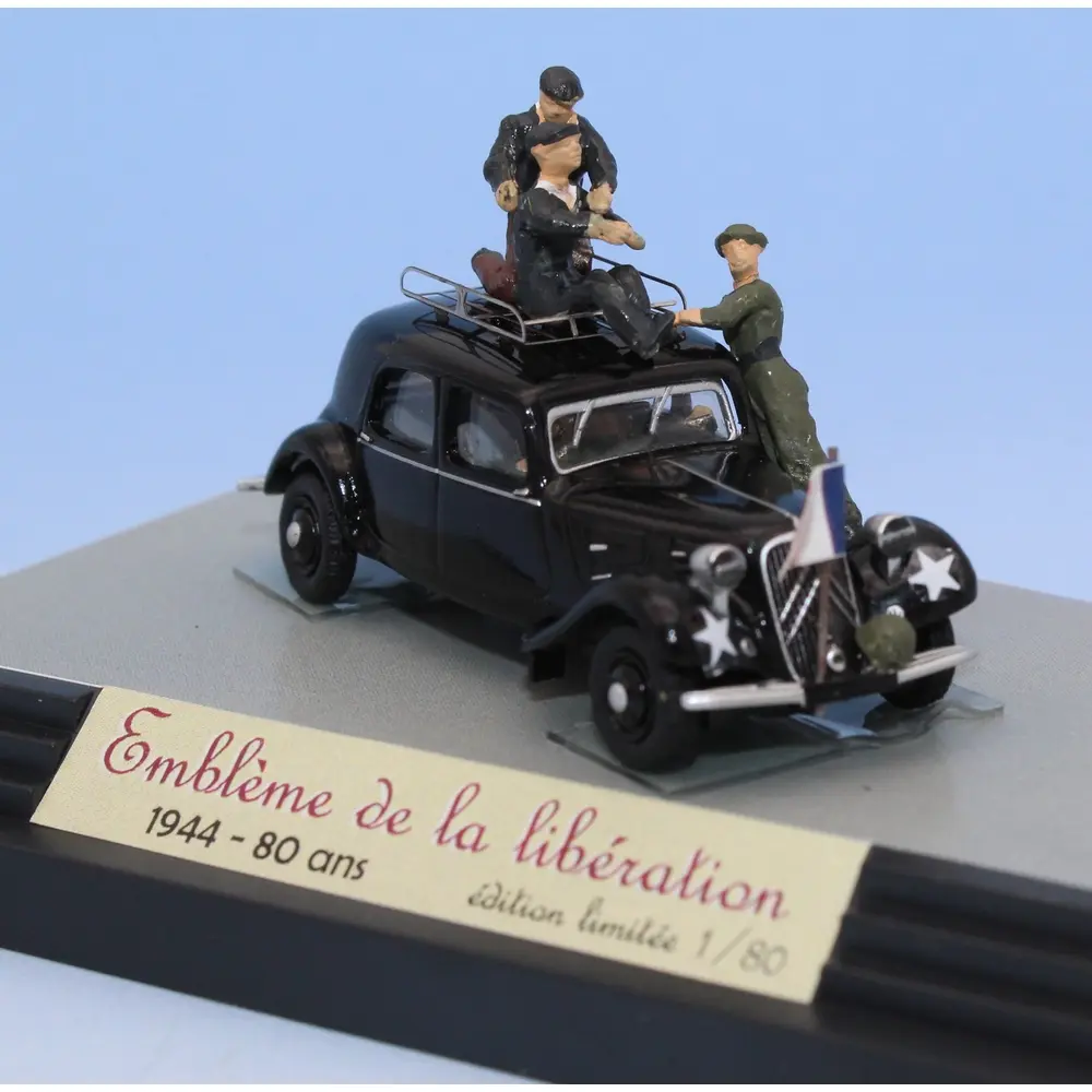 Citroën Traction 11A 1935, tête d'une colonne Américaine à la libération, 2 étoiles blanches, galerie de toit et 5 personnages - Sai 6193 - HO 1/87 - 2