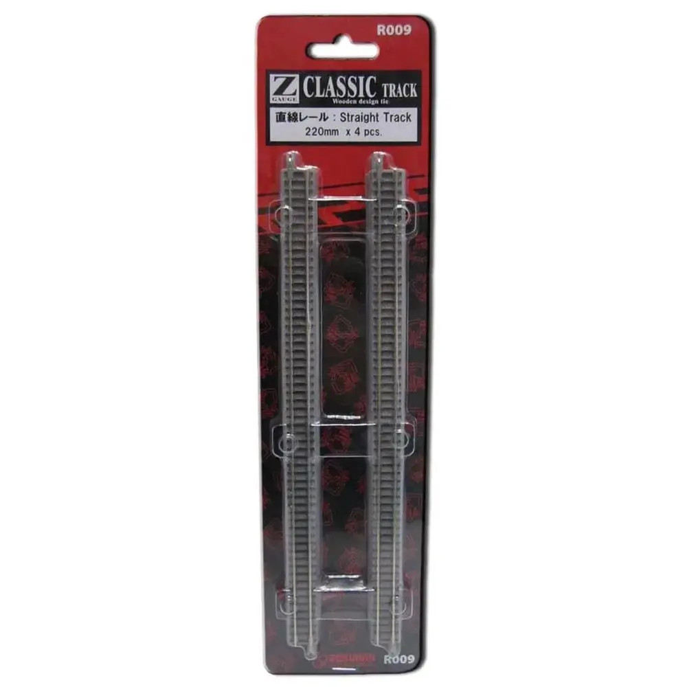 4 rails droits avec ballast, 220 mm, avec panneau de connexion - Rokuhan 7297009 - Z 1/220 - 2