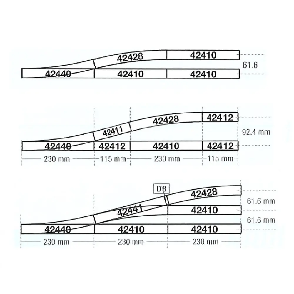 Rail Droit G1 Traverses bois - 230 mm - ROCO 42410  - HO 1/87 - Code 83 - 3