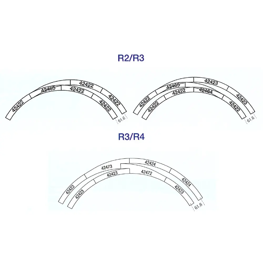 Rail Courbe - R2 358 mm 30° - ROCO 42422 - HO 1/87 - Code 83 - 3