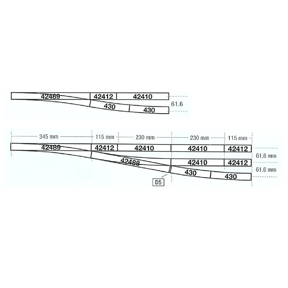 Rail Droit G1 Traverses bois - 230 mm - ROCO 42410  - HO 1/87 - Code 83 - 2