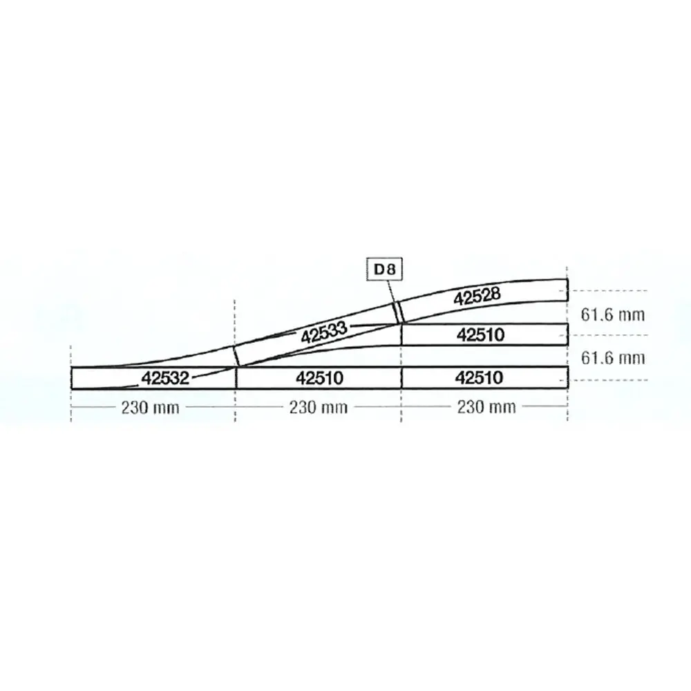 Rail Droit G1 Traverses bois - 230 mm - ROCO 42510  - HO 1/87 - Code 83 [ROCO LINE] - 2
