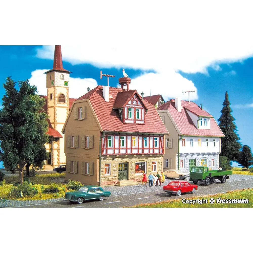 Maison de campagne avec nid de cigogne 82x65x105mm - VOLLMER 47643 - N 1/160 - 3