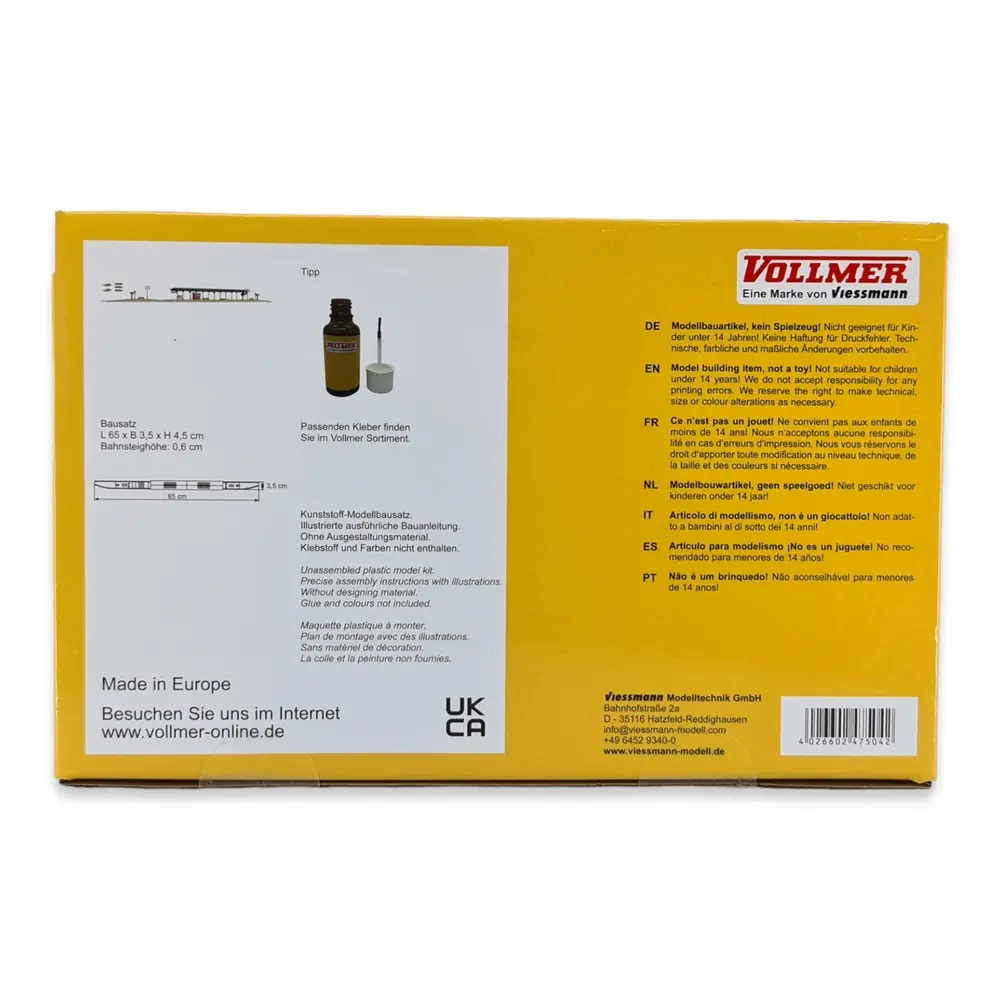 Quai de gare couvert Baden-Baden - Vollmer 47504 - N 1/160 - 65 x 35 x 45 mm - 5