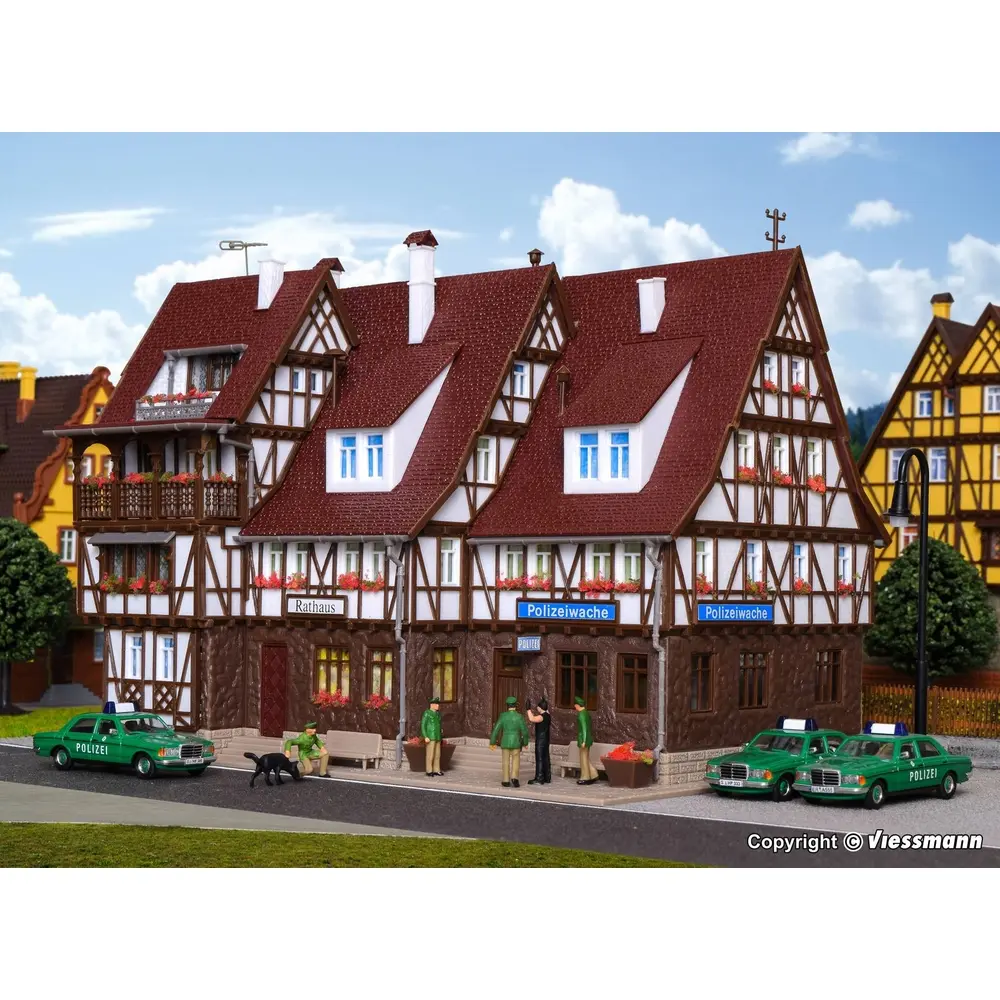 Kit éclairé Mairie, Commissariat, Prison & 1 figurine VOLLMER 43693 HO 1/87 - 2