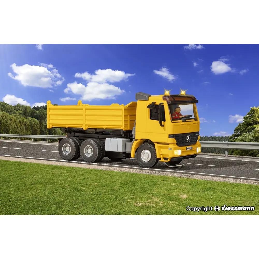 Camion benne motorisé Mercedes-Benz ACTROS Viessmann 8015 - HO 1/87  livrée Jaune - 3
