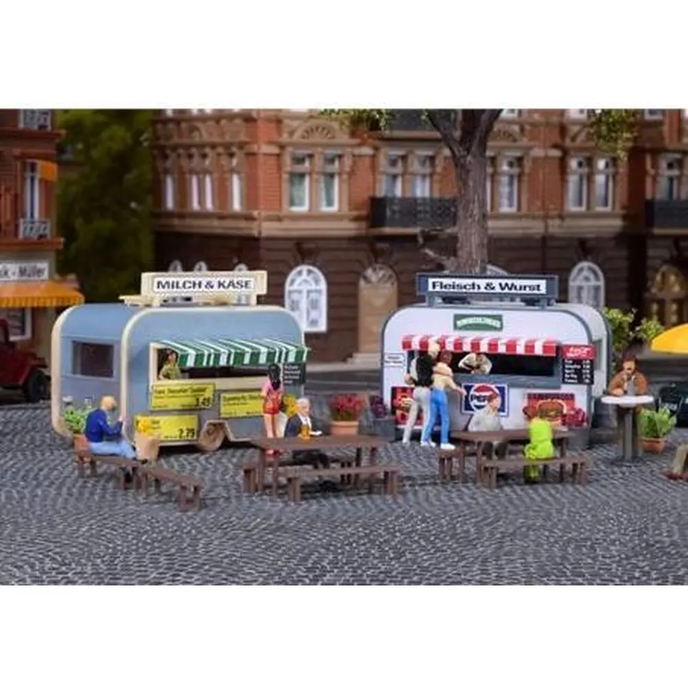 Food Trucks lot de deux caravanes aménagées - Vollmer 45144 - HO 1/87 - 2