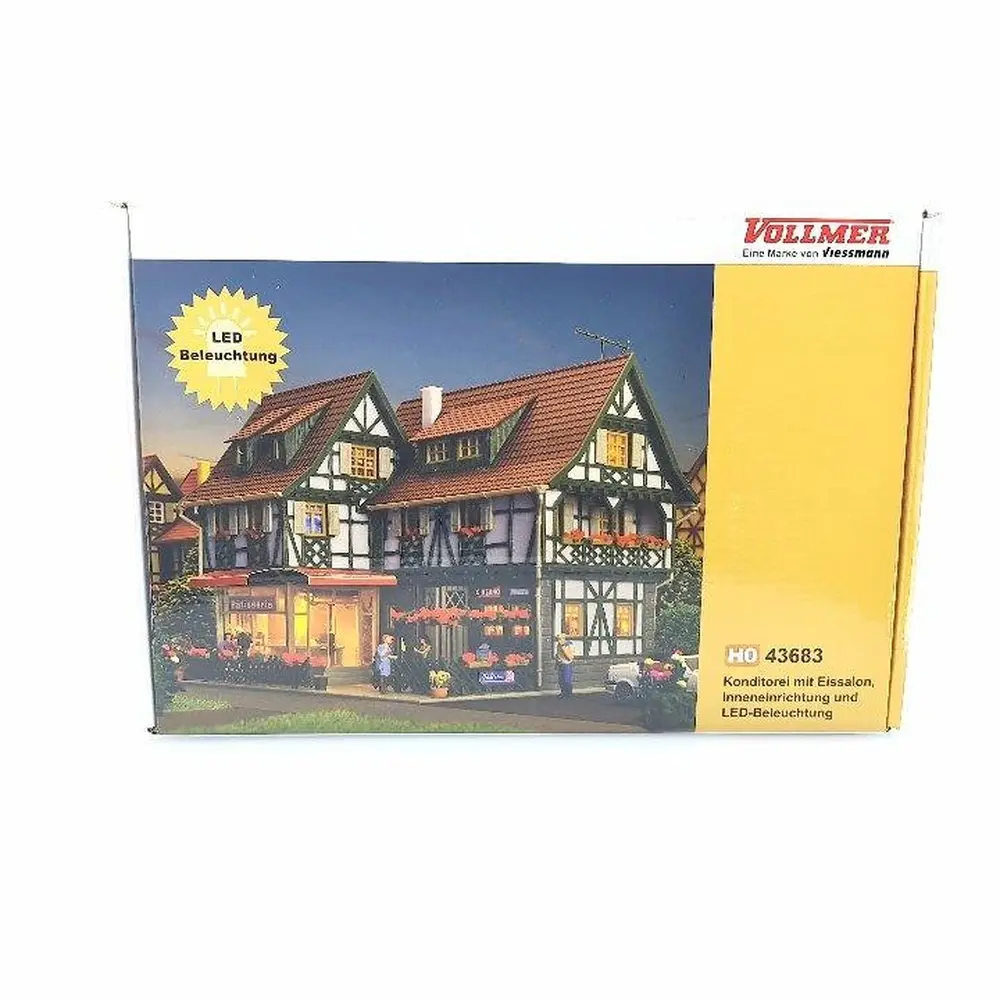 Pâtisserie et Glacier, aménagement intérieur et éclairage LED - VOLLMER 43683 - HO 1/87 - 4