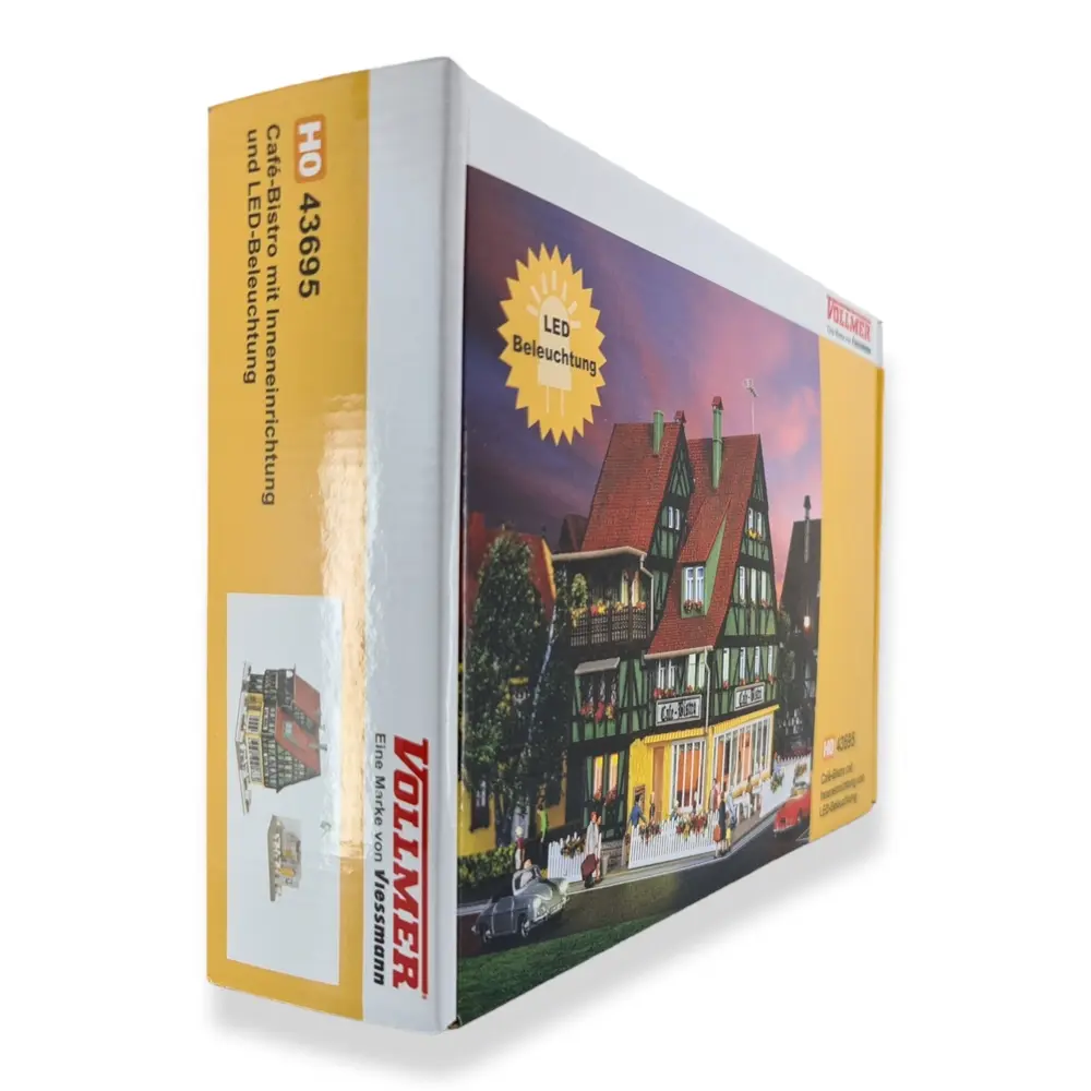 Kit éclairé Café-Bistro aménagé - VOLLMER 43695 - HO 1/87 168x138x155mm - 3