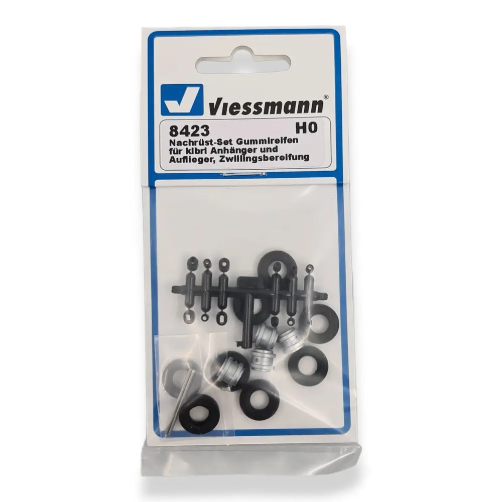8 Pneus en caoutchouc pour semi-remorque & remorque KIBRI - VIESSMANN 8423 - HO 1/87 - 2