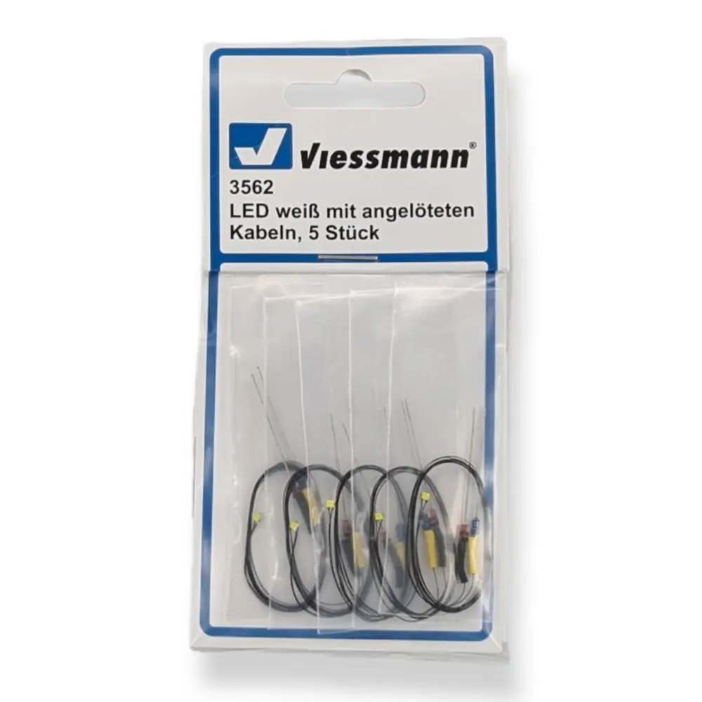 Kit 5 LED avec câbles soudés Viessmann 3562 - Toute échelle - 1.6 x 0.8 mm - 2