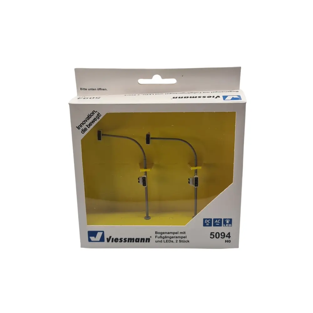 lot de 2 feux routiers arqués avec feu piétons LED VIESSMANN 5094 - HO 1/87 - 3