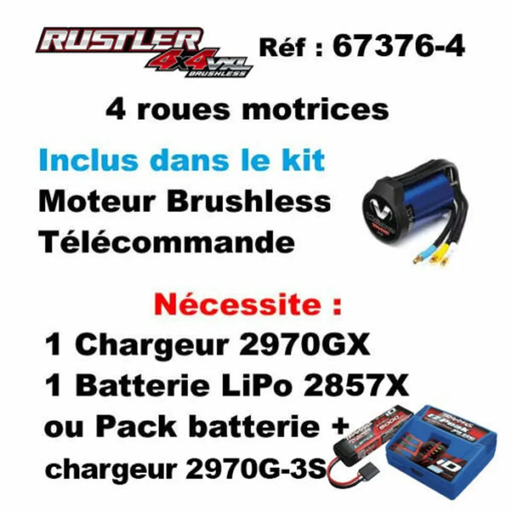 Rustler 4x4 HD VXL Brushless 3S Clipless TSM RTR - Traxxas 67376-4-ORNG - 1/10 - 5