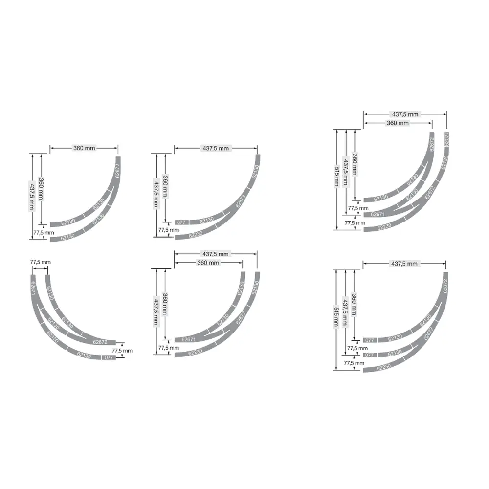 Aiguillage courbe à gauche R1 360 mm 30° Trix 62671  - HO : 1/87 - Code 83 - Voie C - 5