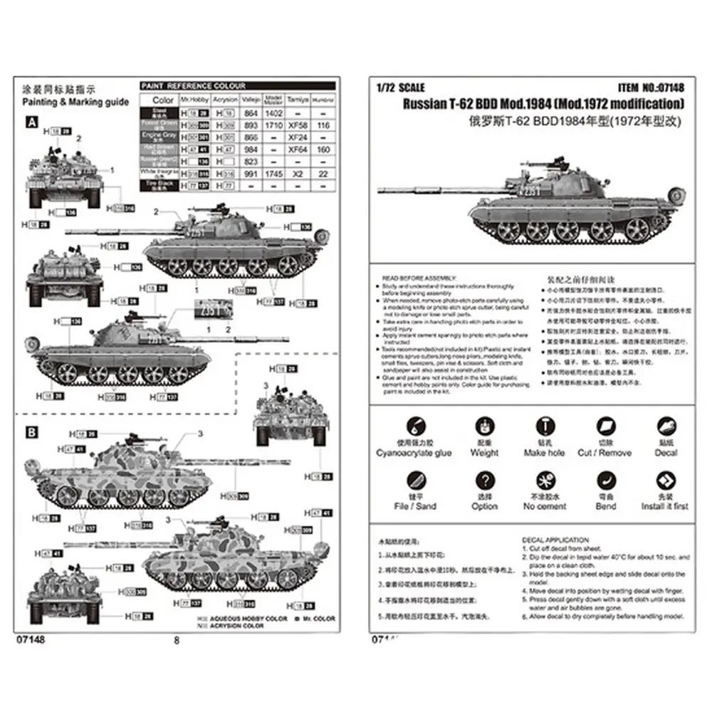 Char Russe T-62 BDD Mod.1984 - Trumpeter 07148 - 1/72 - 3