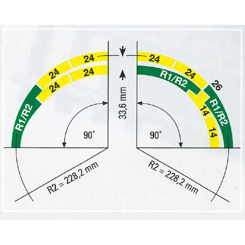 Aiguillage courbe à gauche 42° R1 / R2 Minitrix 14956 - N 1/160 - code 80 - 2
