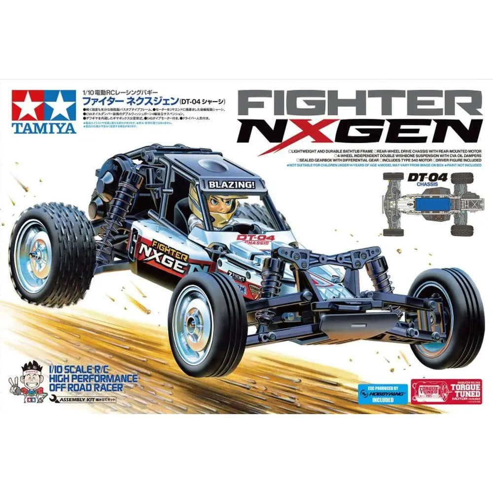 Lot Buggy Fighter NXGEN DT04 en kit + Radio Racer + Accu NimH + Chargeur + Servo - Tamiya 58741L - 1/10 - 2