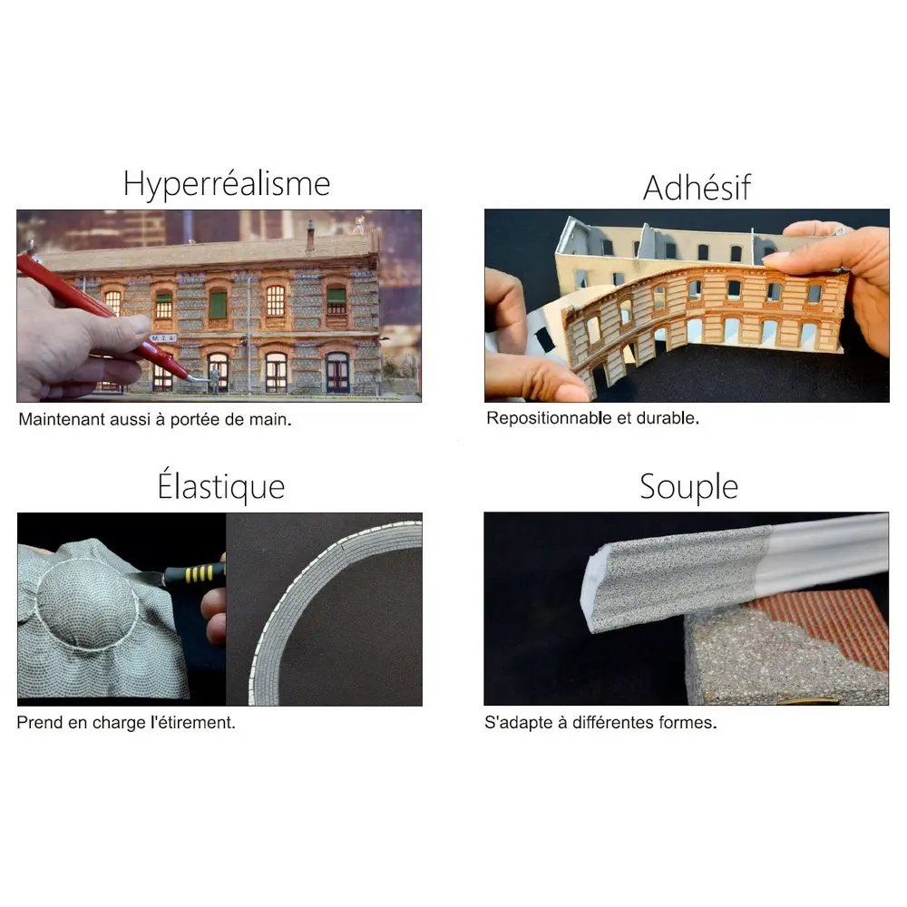 Plaque de décors Redutex 087BS211 - HO : 1/87 - Bloc de pierre calcaire arrondi - 3