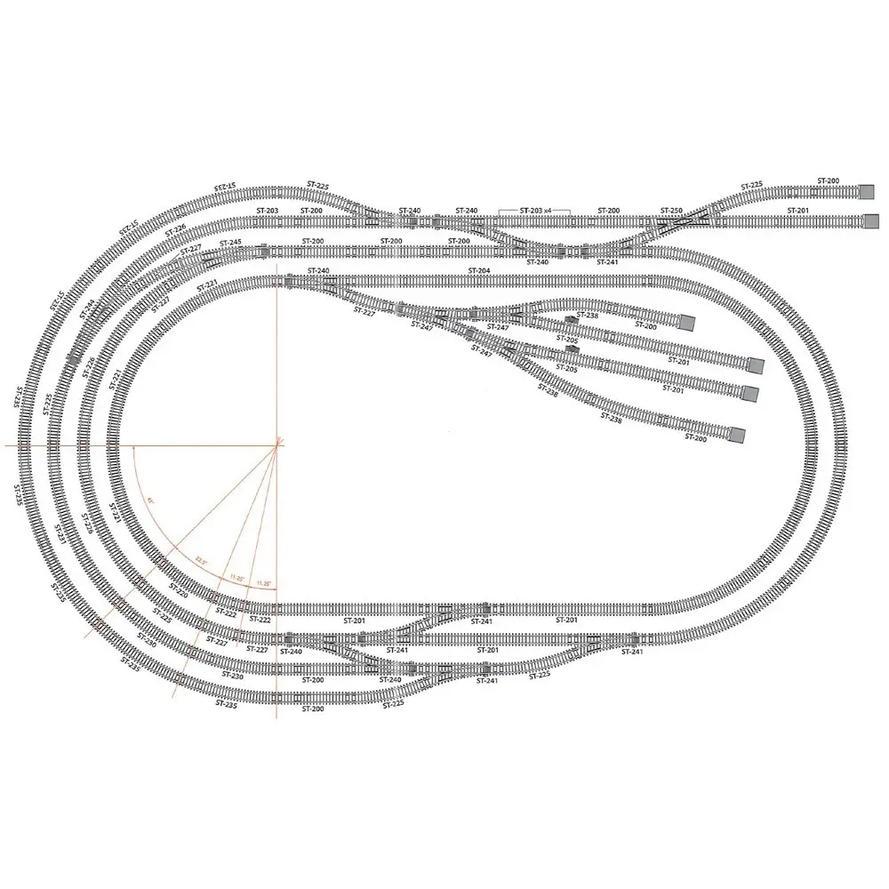 Aiguillage symétrique 168 mm 22,5° Peco ST247 Rayon 859,6 mm - HO : 1/87 - Code 100 - 3