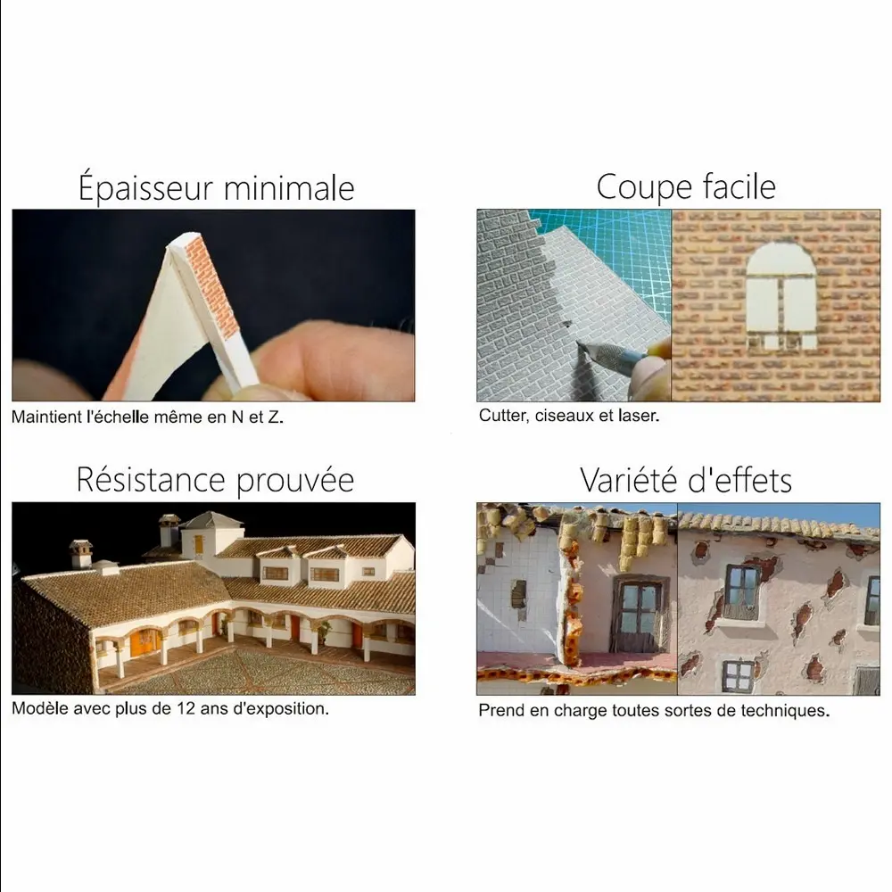Plaque de décors Redutex 076AD121 - OO 1/76 - HO 1/87 - Pavé polychrome - 4
