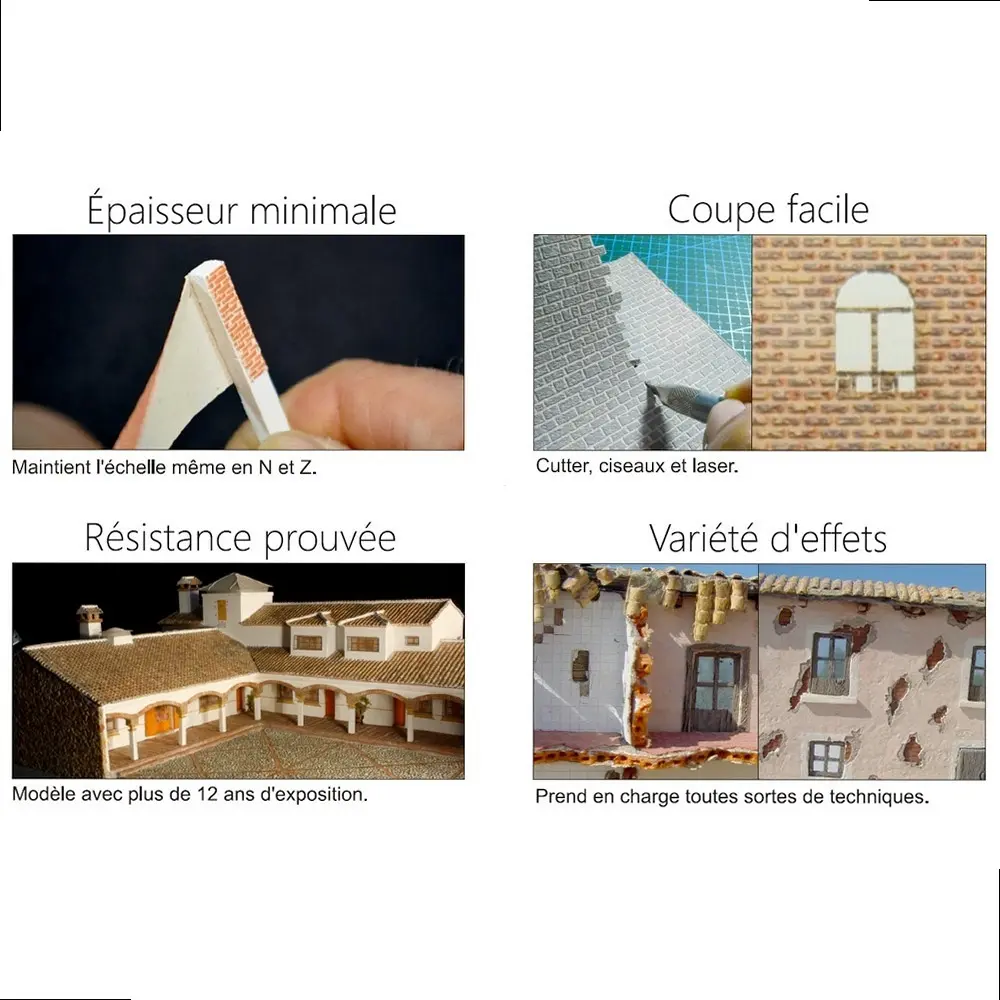 Plaque de décors Redutex 087TM123 - HO : 1/87 - Tuile Mécanique - 4