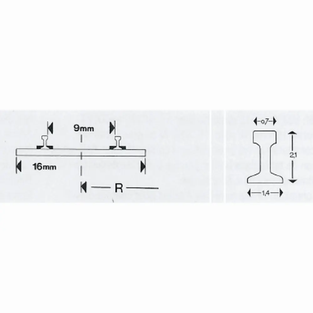 Rail courbe Minitrix R4 rayon 362.6 mm 15° - N : 1/160 - code 80 - 14927 - 3