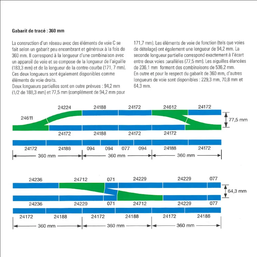 Rail droit - Märklin 24229 - HO 1/87 - Code 83 - Voie C - 229,3 mm - 3