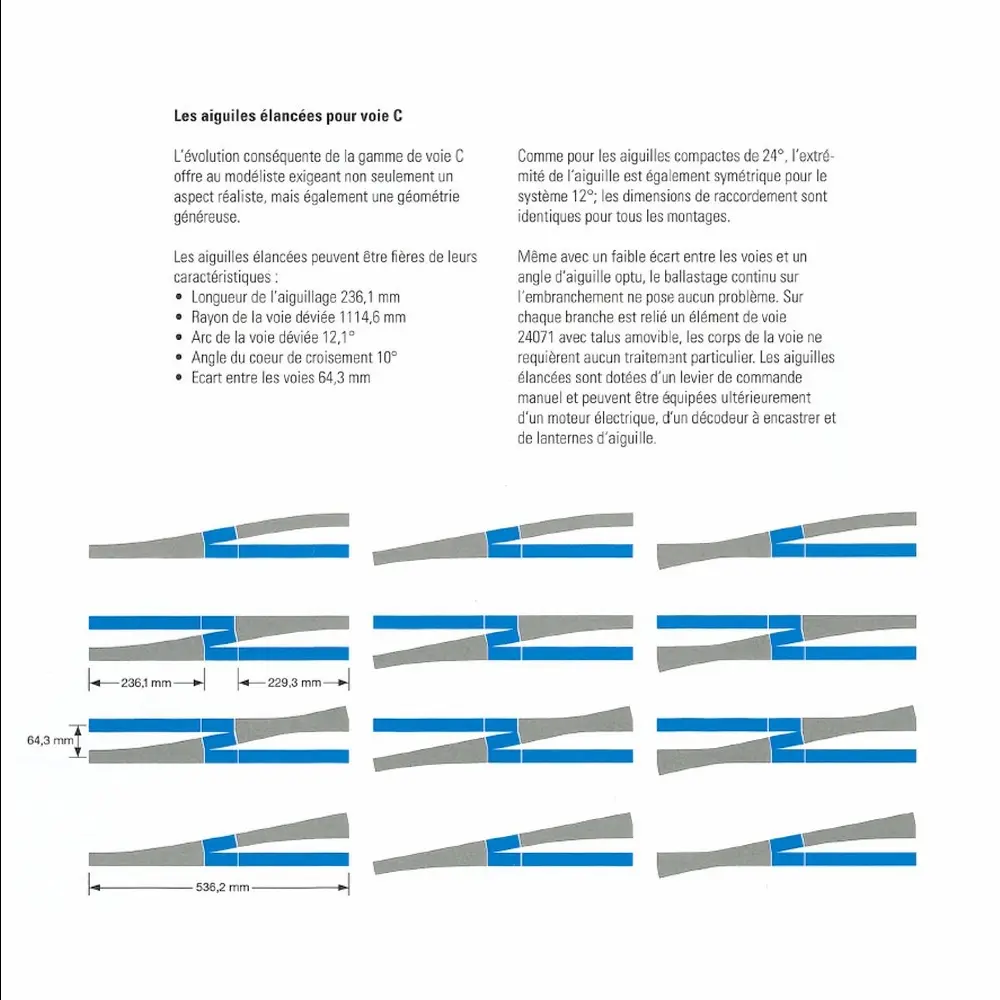Rail droit Marklin 24236 - 236,1 mm - HO : 1/87 - Code 83 - Voie C - 2