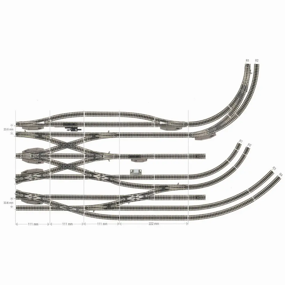 Rail courbe ballasté rayon R2 225,6 mm 7,5° Fleischmann 9128 - N : 1/160 - Code 80 - 2