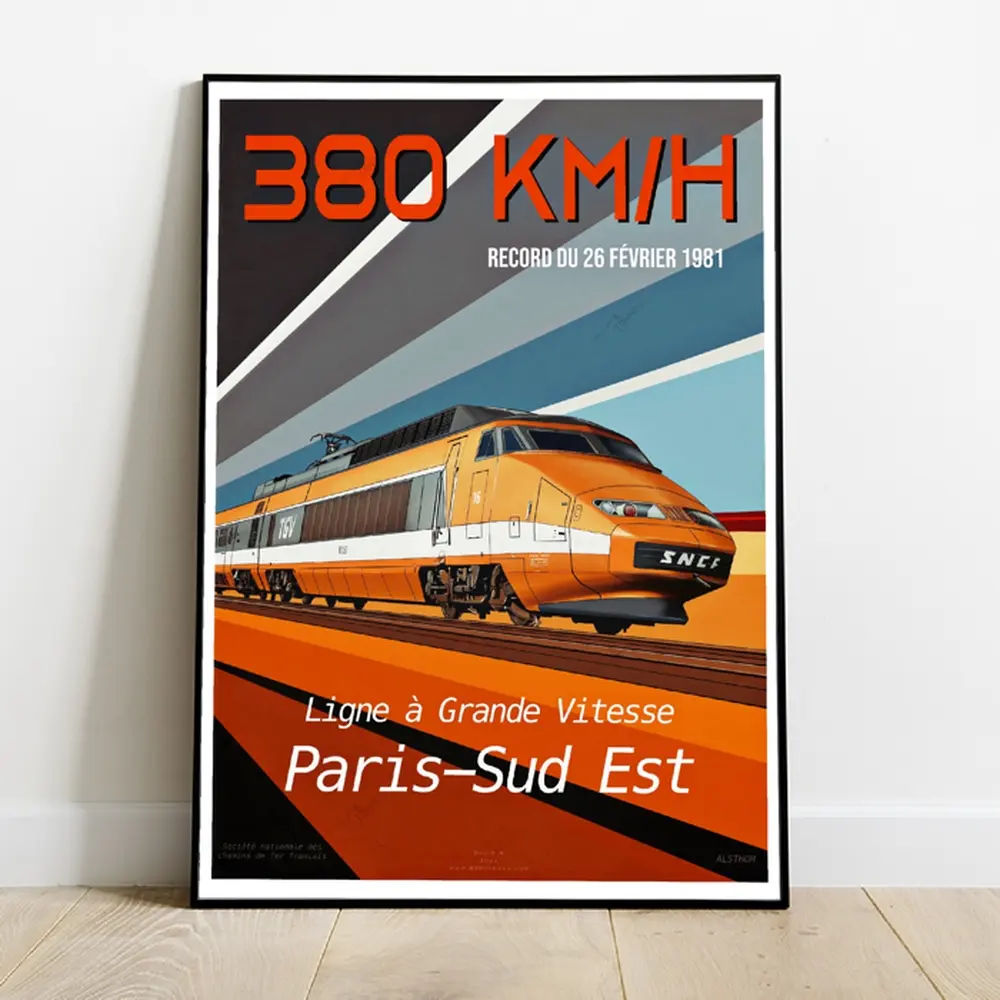 Poster TGV Record 2007 - A2 42.0 x 59.4 cm - 800Tonnes  8TTGVREC81 - Paris Sud-Est - SNCF - 380 km/h - 2