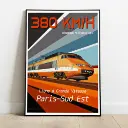 Poster TGV Record 2007 - A2 42.0 x 59.4 cm - 800Tonnes  8TTGVREC81 - Paris Sud-Est - SNCF - 380 km/h - 2