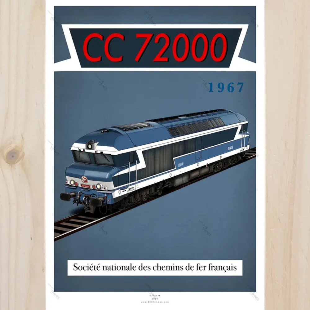Poster Locomotive CC 72000 - 1967 - 800Tonnes 8TCC72000 - A2 42.0 x 59.4 cm - SNCF - 2