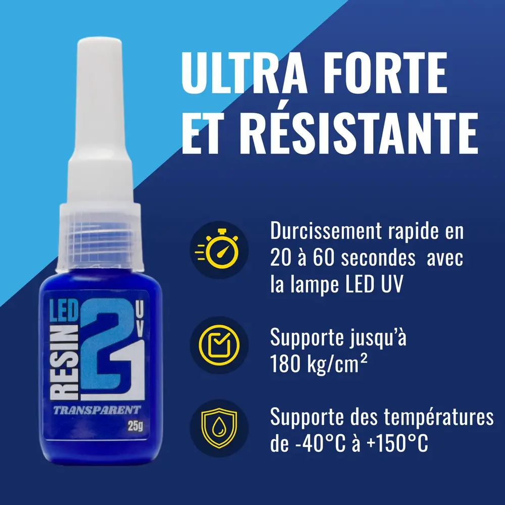 Résine transparente LED UV 25g - Colle21 243 - 2