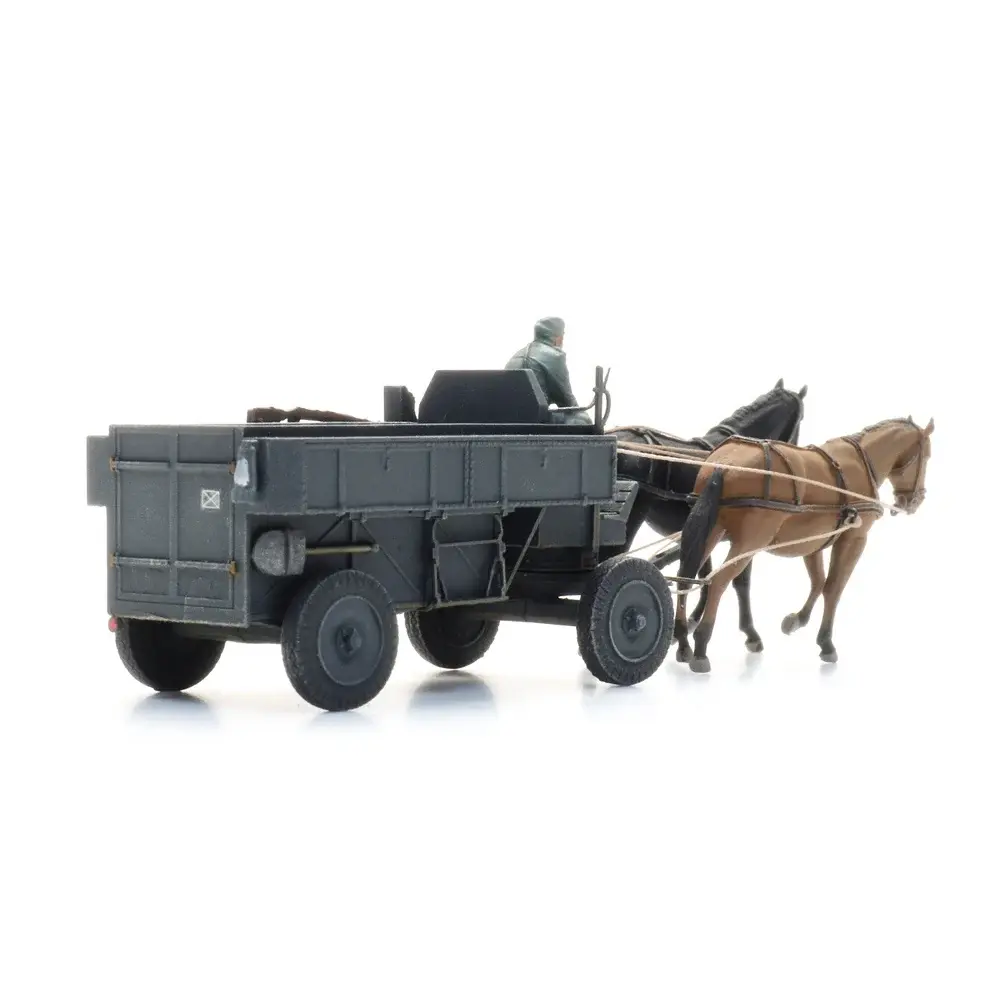 Wagon de campagne en acier HF.7 avec chevaux + figurine - Artitec 6870737 - HO 1/87  - 7